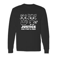 Unisex Heavy Cotton Long Sleeve T-Shirt - Justice For P'Nut & Fred White Logo