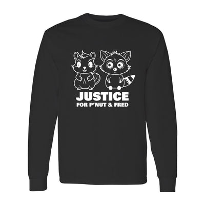 Unisex Heavy Cotton Long Sleeve T-Shirt - Justice For P'Nut & Fred White Logo